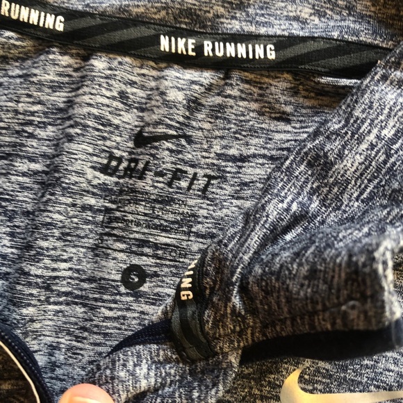 NIKE BLUE GREY MARLED 1/4 ZIP PULLOVER RUNNING TOP - Picture 3 of 6